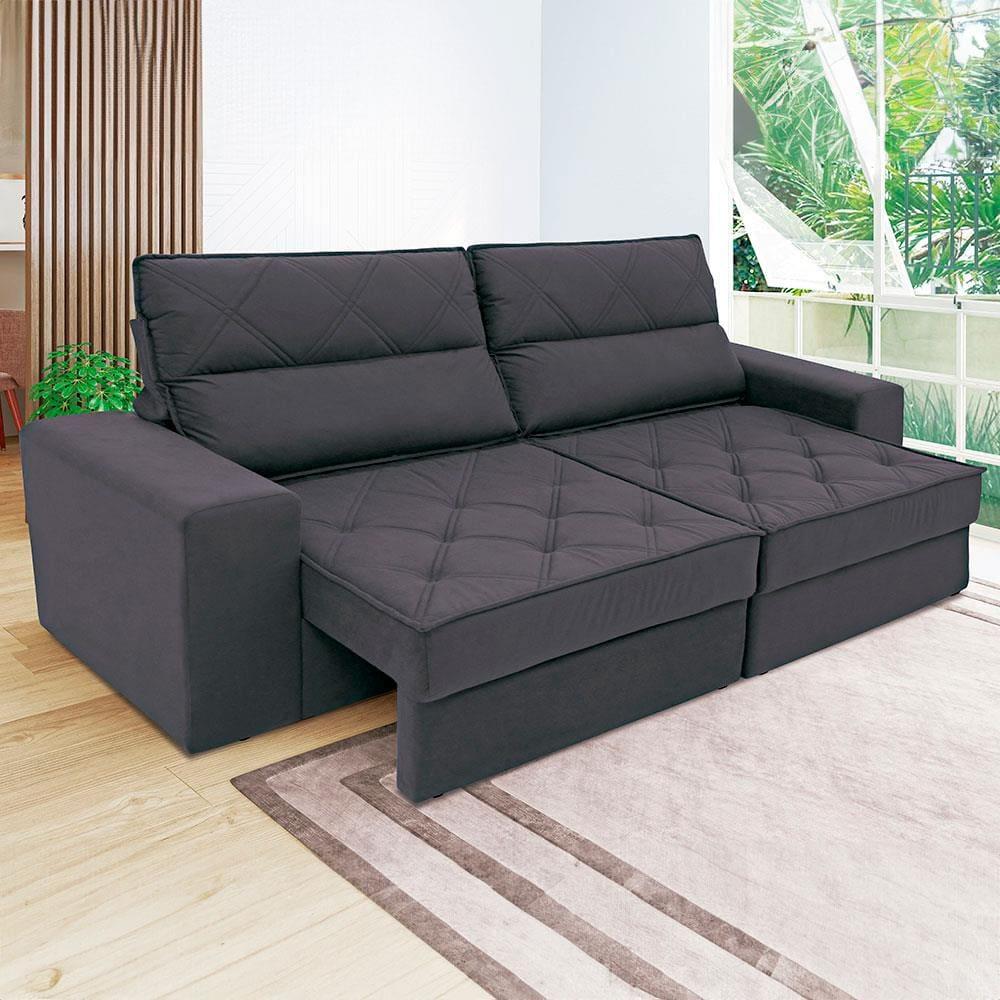 Sofá 4 Lugares Linoforte Fassatti Retrátil e Reclinável Revestido em Tecido Suede com 230cm de Largura - 1