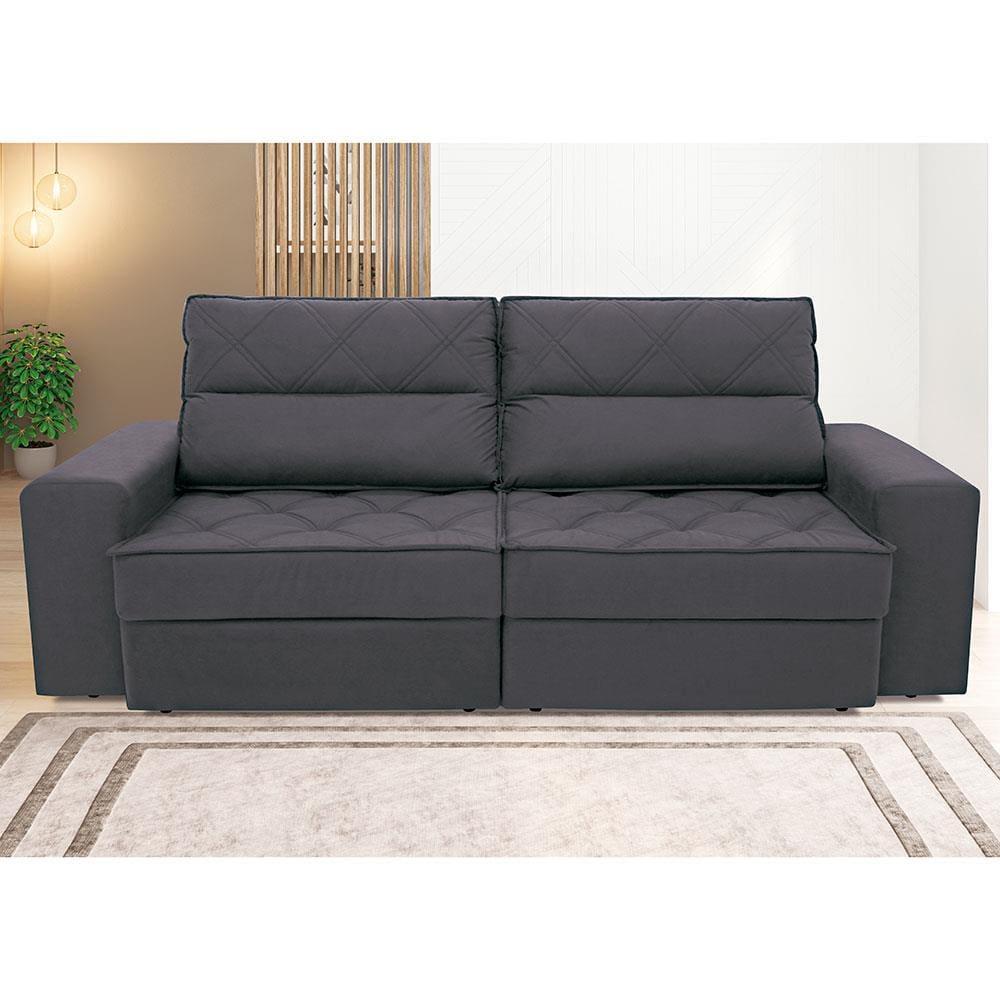Sofá 4 Lugares Linoforte Fassatti Retrátil e Reclinável Revestido em Tecido Suede com 230cm de Largura - 2