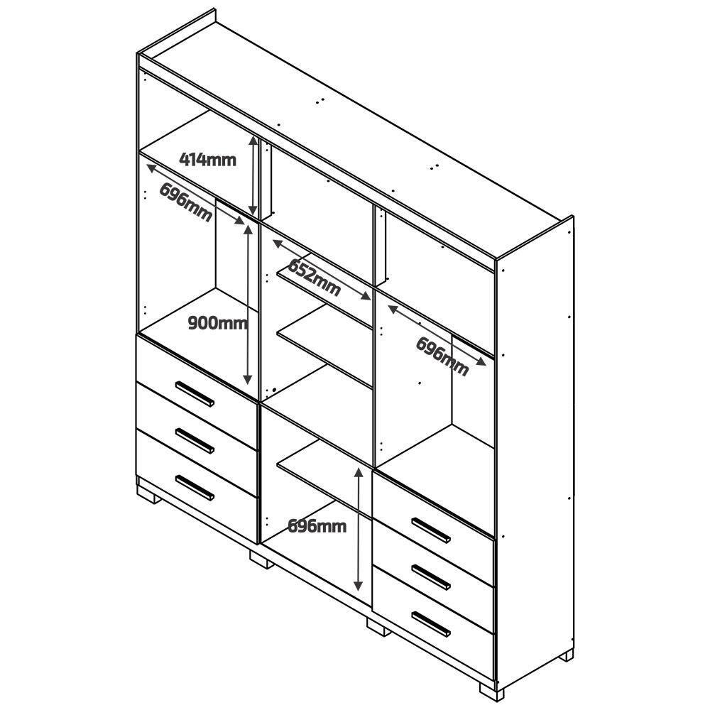 Guarda-Roupa Bartira Santiago com 6 Portas e 6 Gavetas Externas - 209,2cm de Largura - 4