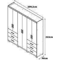 Guarda-Roupa Bartira Santiago com 6 Portas e 6 Gavetas Externas - 209,2cm de Largura - 8