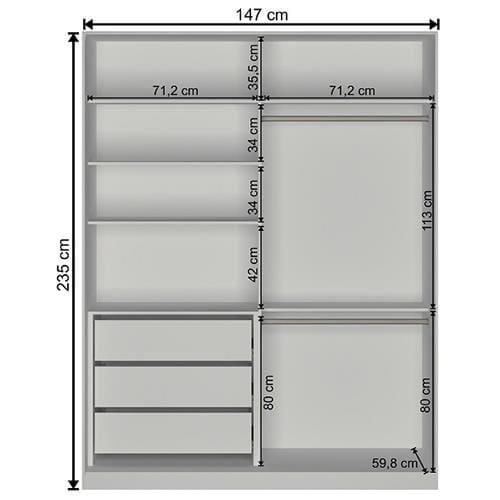 Guarda-Roupa Nova Mobile Moon com 2 Portas de Correr, 3 Gavetas e 6 Prateleiras - 4