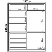 Guarda-Roupa Nova Mobile Moon com 2 Portas de Correr, 3 Gavetas e 6 Prateleiras - 5