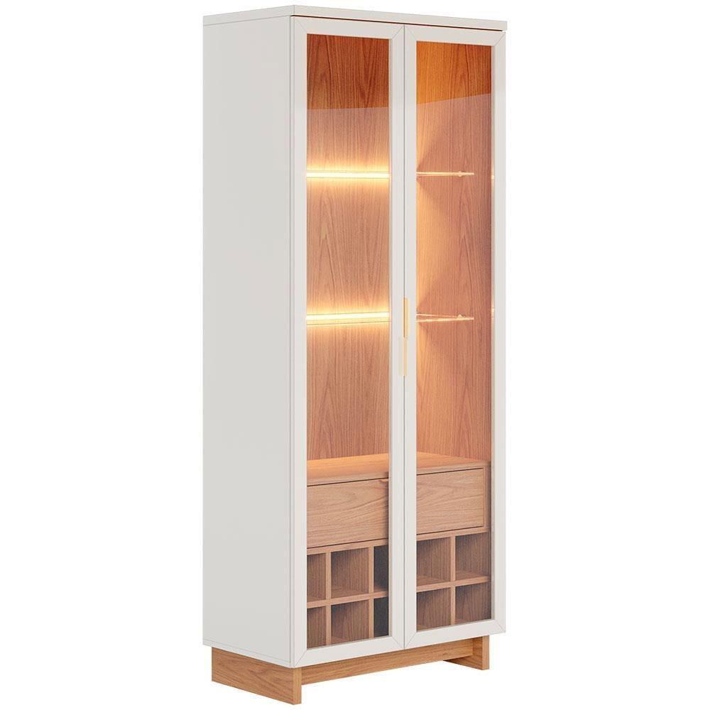 Cristaleira Colibri Guanabara MDP com 3 Prateleiras, 2 Portas de Vidro, 1 Gaveta e 1 Adega - 3