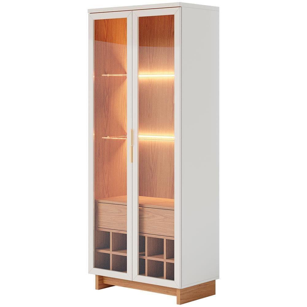 Cristaleira Colibri Guanabara MDP com 3 Prateleiras, 2 Portas de Vidro, 1 Gaveta e 1 Adega - 4