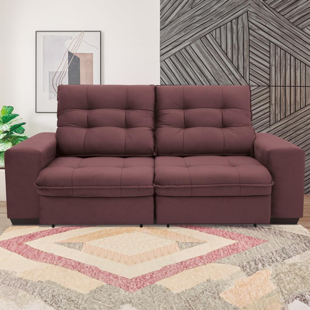 Sofá 3 Lugares Linoforte Benetton Retrátil e Reclinável, Revestido em Tecido Suede - 200cm de largura - 1
