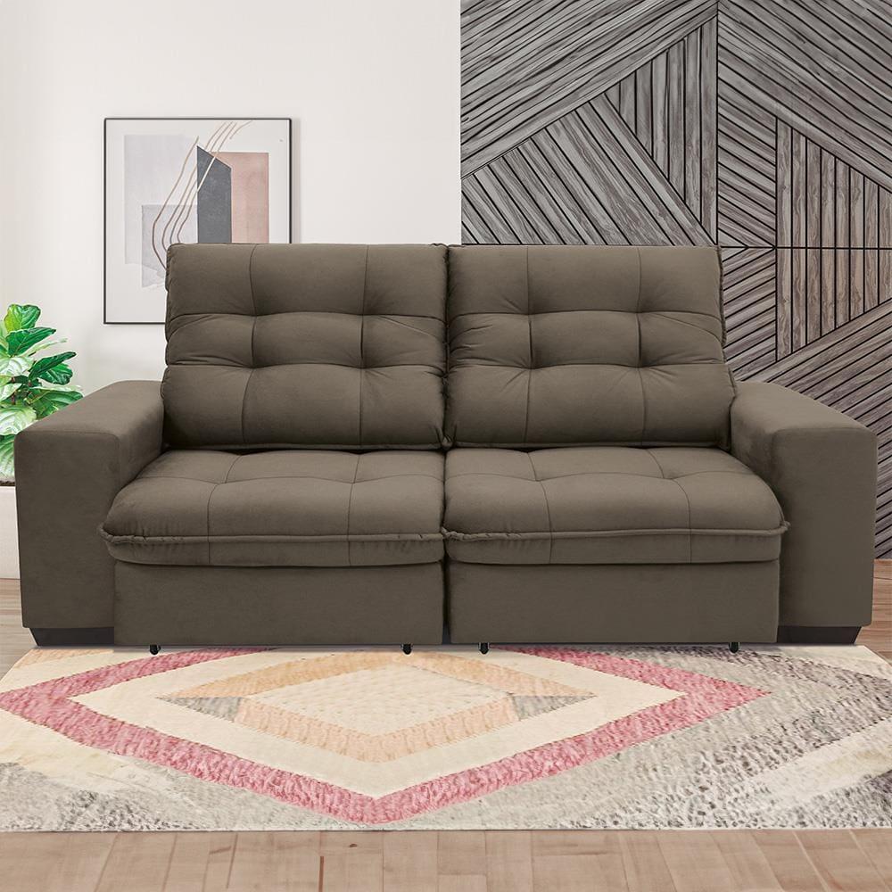 Sofá 3 Lugares Linoforte Benetton Retrátil e Reclinável, Revestido em Tecido Suede - 200cm de largura - 1