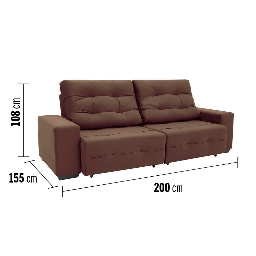 Sofá 3 Lugares Linoforte Bonno com 200 cm de Largura, Retrátil e Reclinável, Revestido em Tecido Suede - 5