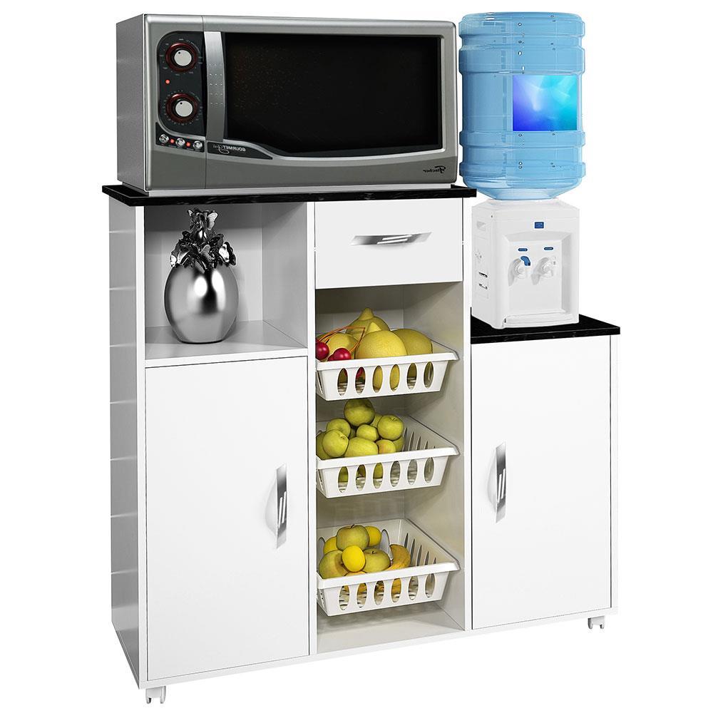 Fruteira CHF Croácia Top Line Flex com 2 Portas, 1 Gaveta e 1 Prateleira - Branco/Preto - 2