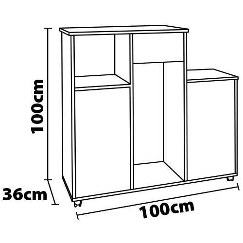 Fruteira CHF Croácia Top Line Flex com 2 Portas, 1 Gaveta e 1 Prateleira - Branco/Preto - 5