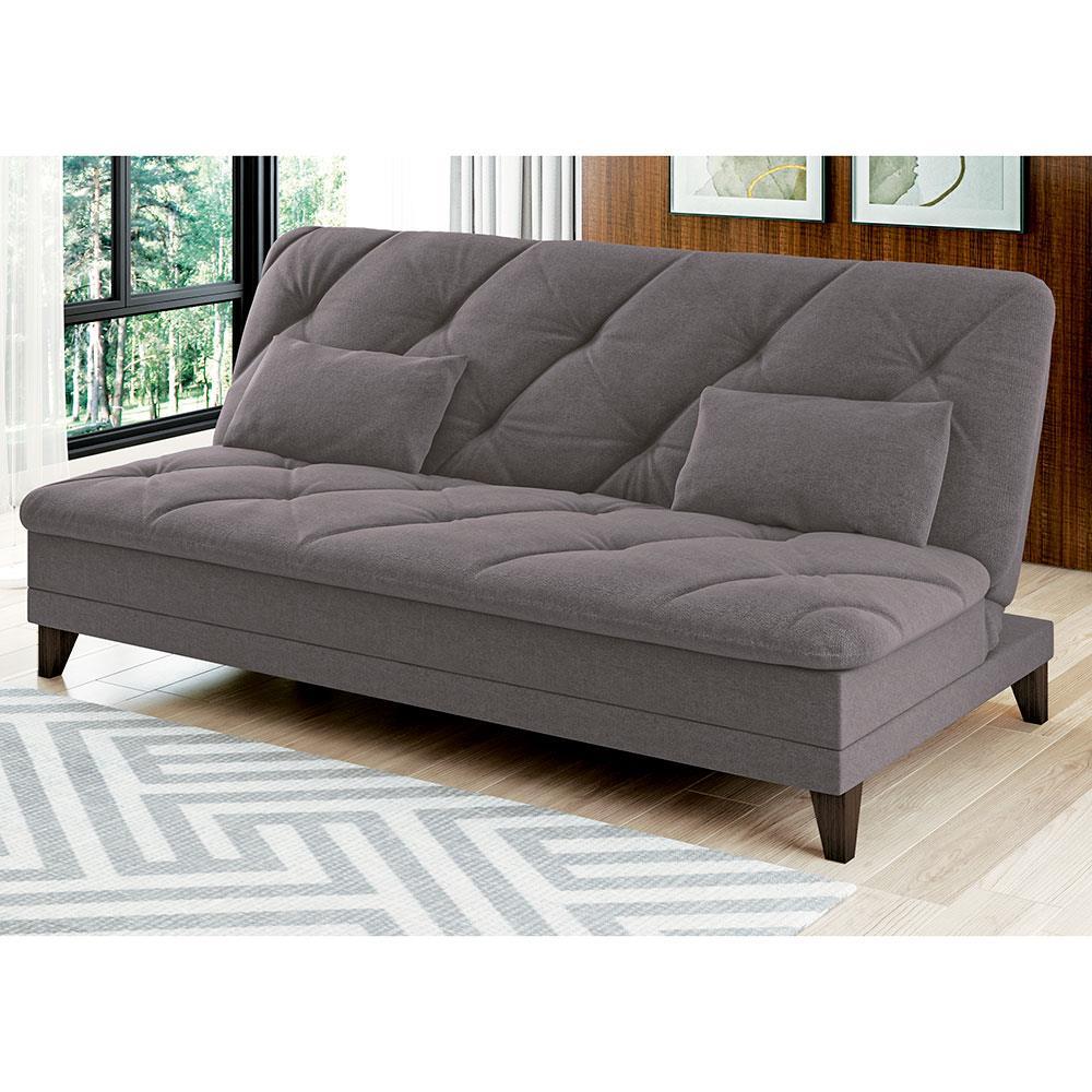 Sofá-Cama 3 Lugares Linoforte Jamile com Encosto Reclinável em Tecido Suede - 188cm de Largura - 2