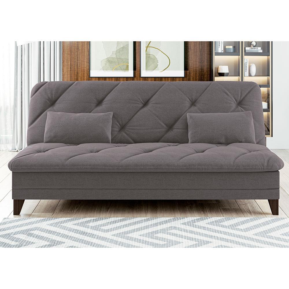 Sofá-Cama 3 Lugares Linoforte Jamile com Encosto Reclinável em Tecido Suede - 188cm de Largura - 1