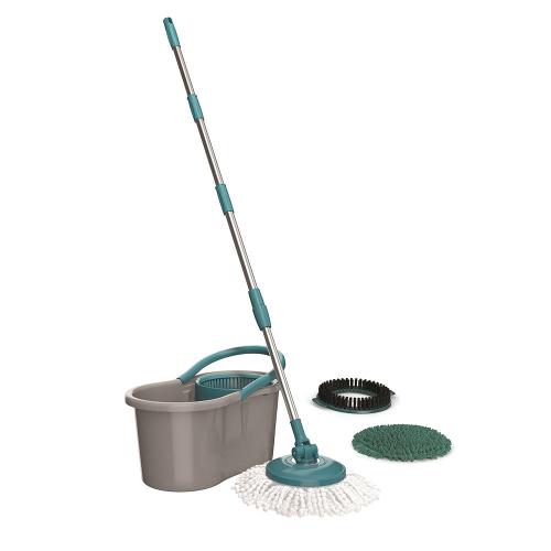 Mop Giratório FlashLimp Fit 3 em 1 com Balde 8L, Cabo Telescópico e 3 Tipos de Refis - Cinza