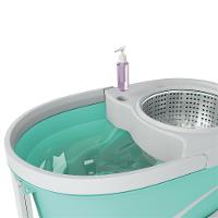 Mop Giratório FlashLimp Ciclone com Balde 20L, Rodas, Cabo Telescópico e 2 Refis – Verde/ Cinza