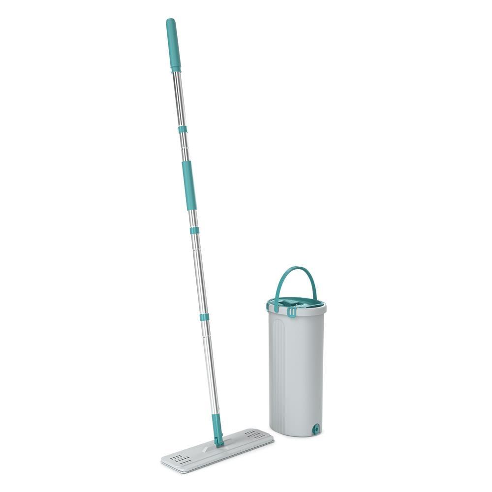 Mop Lava e Seca FlashLimp Fit com Balde 2,5L e Refil – Cinza/ Verde Esmeralda - 1