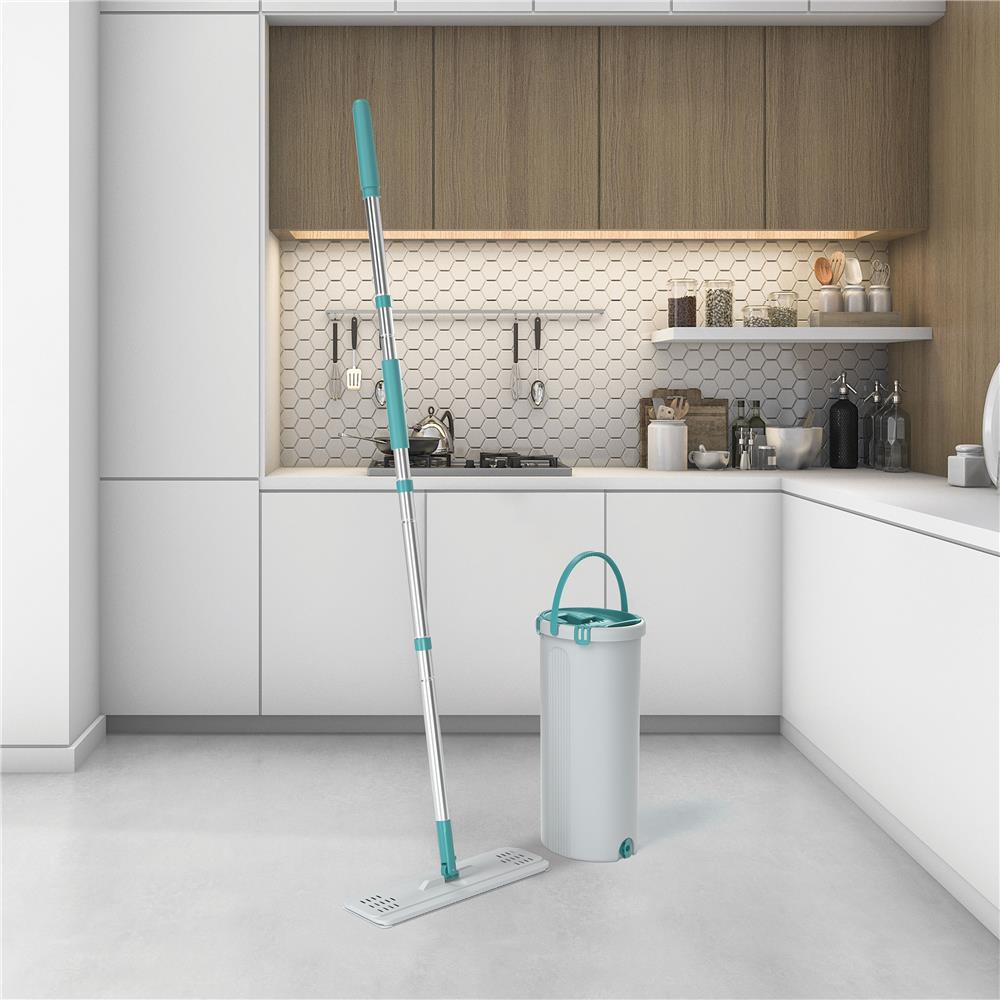 Mop Lava e Seca FlashLimp Fit com Balde 2,5L e Refil – Cinza/ Verde Esmeralda - 9