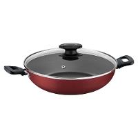 Panela Wok com Tampa Tramontina Loreto com Revestimento Interno Antiaderente Starflon T1 Vermelha – 28 cm - 1