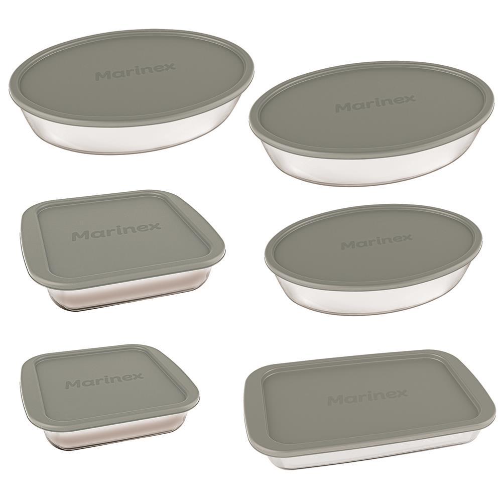 Conjunto de Assadeiras em Vidro com Tampa Plástica Marinex – 6 Peças - 1