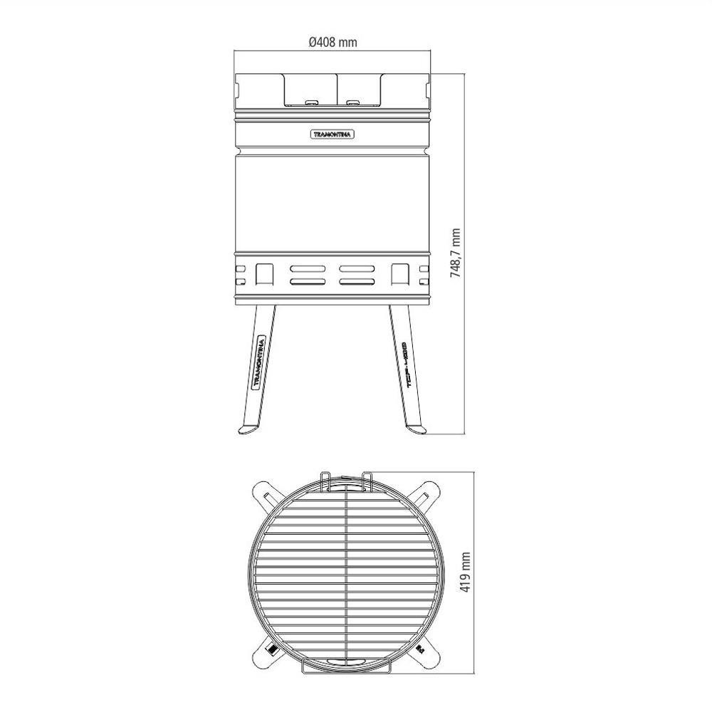 Churrasqueira à Carvão Tramontina TCP 400 em Aço Inox e Aço Esmaltado - 2