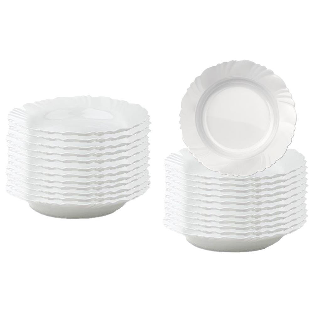 Conjunto de Pratos Fundos Duralex Pétala em Vidro 23,5 cm Branco – 24 Peças - 1