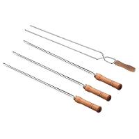 Conjunto de Espetos Simples e Duplo Utimil em Aço Inox, Aço Cromado e Madeira – 4 Peças - 1
