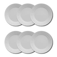 Conjunto de Pratos Rasos Germer Diamante em Porcelana Branco – 6 Peças - 1