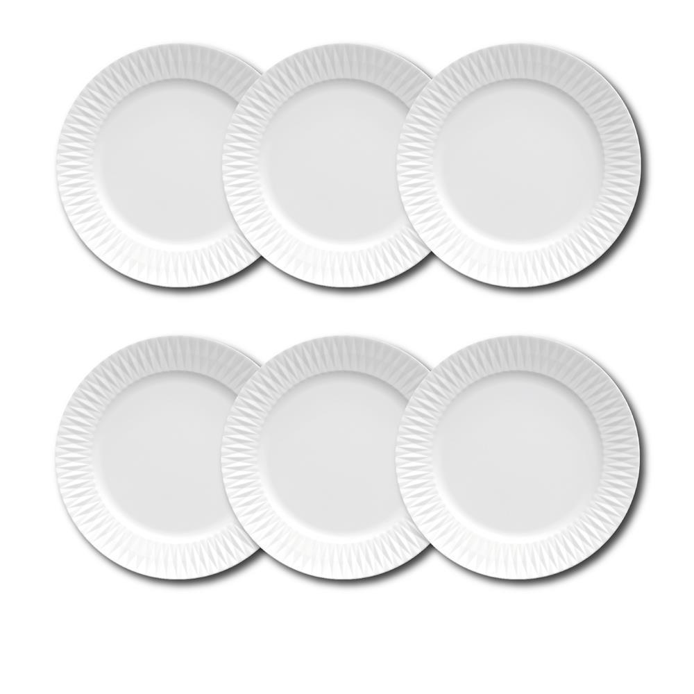 Conjunto de Pratos de Sobremesa Germer Diamante em Porcelana 20,5 cm – 6 Peças - 1
