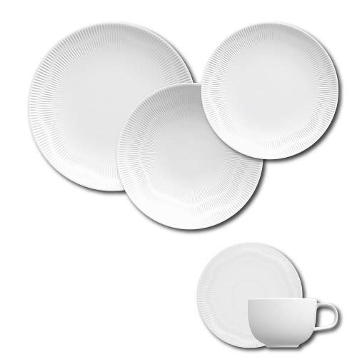 Aparelho de Jantar, Chá e Sobremesa 20 Peças Germer Shell em Porcelana – Branco