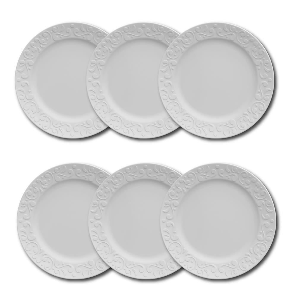 Conjunto de Pratos de Sobremesa Germer Tassel em Porcelana 20,5 cm – 6 Peças - 1