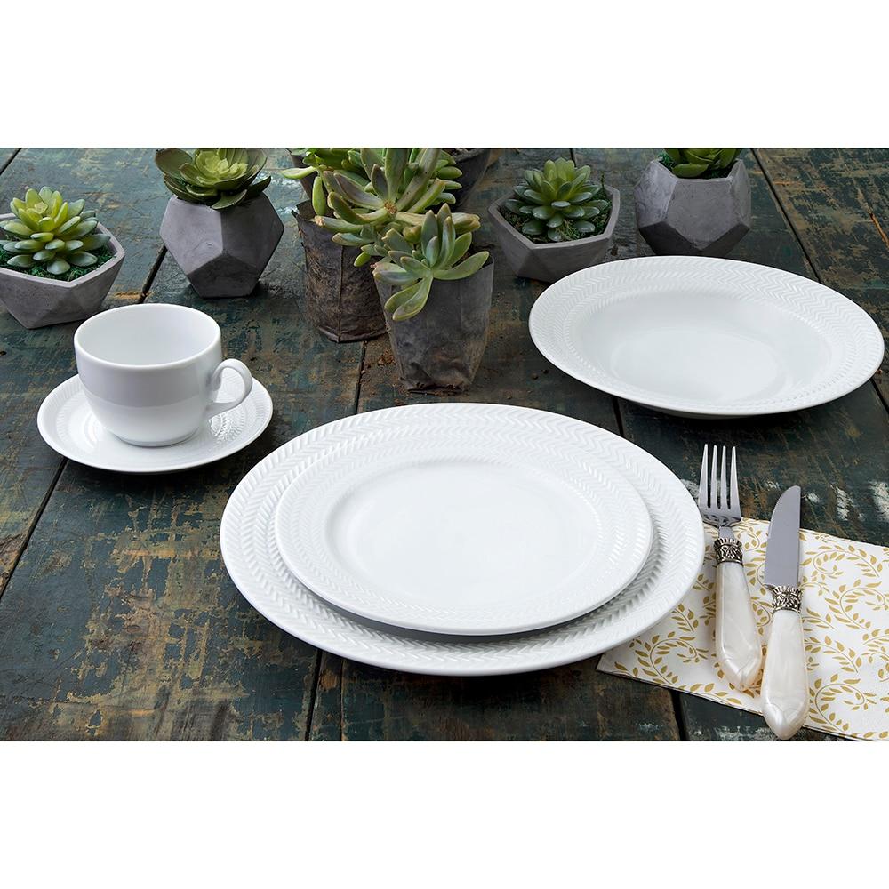 Aparelho de Jantar, Chá e Sobremesa 30 Peças Germer Chevron em Porcelana - Branco - 2