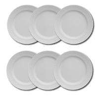 Conjunto de Pratos Rasos Germer Chevron em Porcelana Branco – 6 Peças - 1