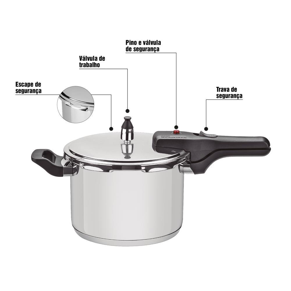 Panela de Pressão Tramontina Brava em Aço Inox com Fundo Triplo – 4,5 L - 9