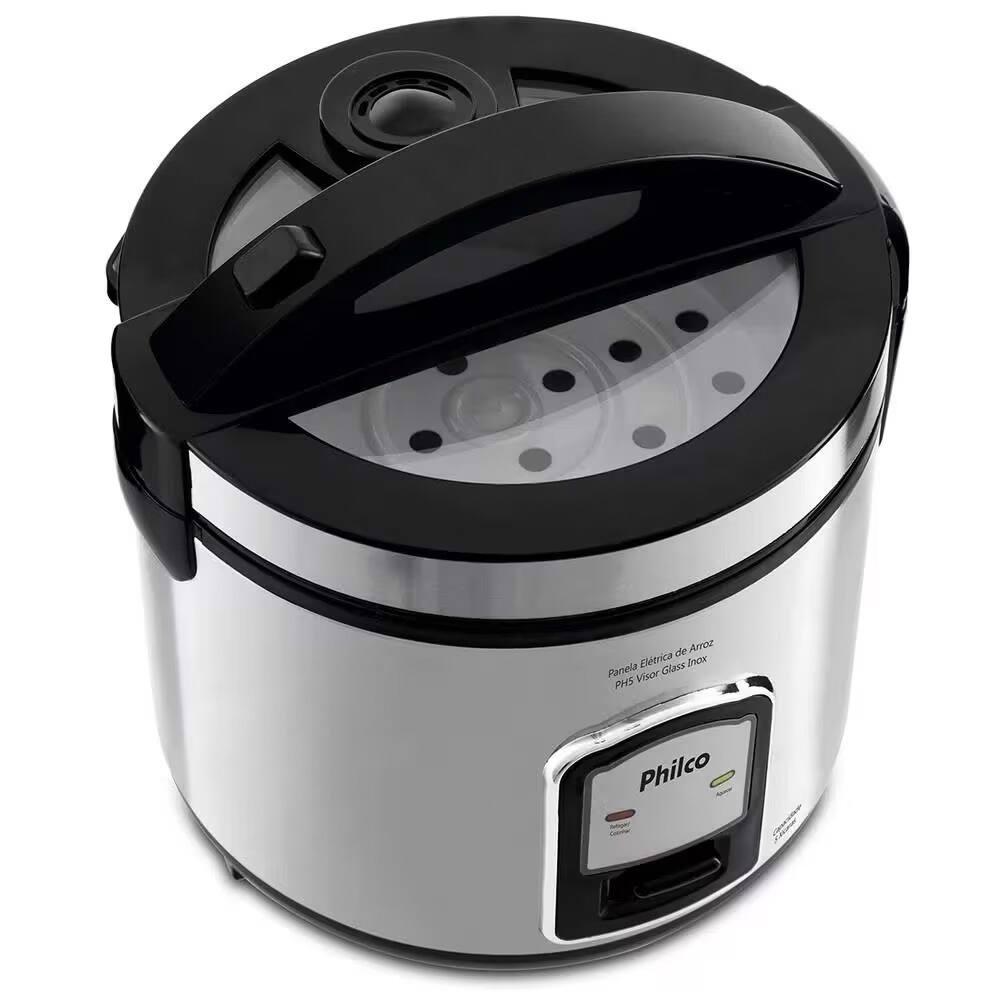 Panela Elétrica de Arroz Philco PH5 Visor Glass 5 Xícaras - Preta/Inox - 3
