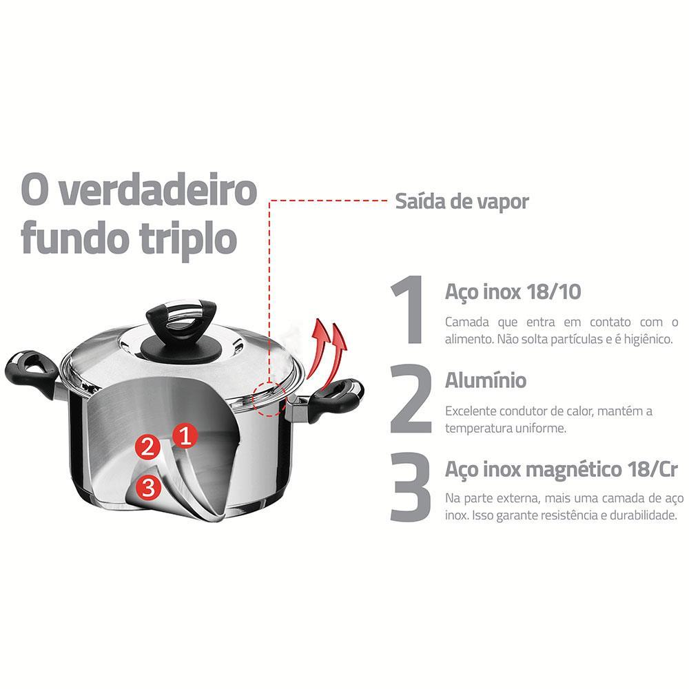 Caldeirão Tramontina Solar Baquelite Inox - 24cm - 3