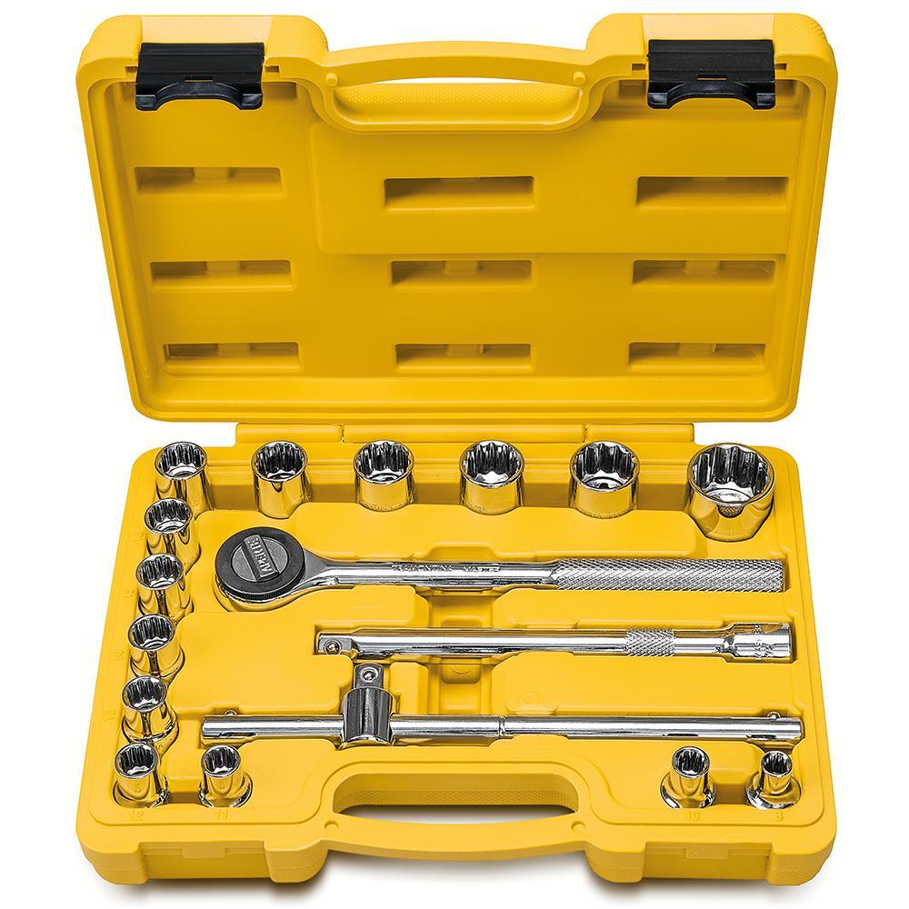 Jogo de Soquetes Estriados Tramontina 17 Peças com Encaixe de 1/2" - 1