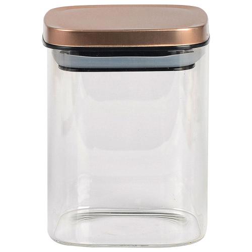 Porta Mantimentos Quadrado Dynasty em Vidro Borossilicato com Tampa de Metal Cobre – 800 ml