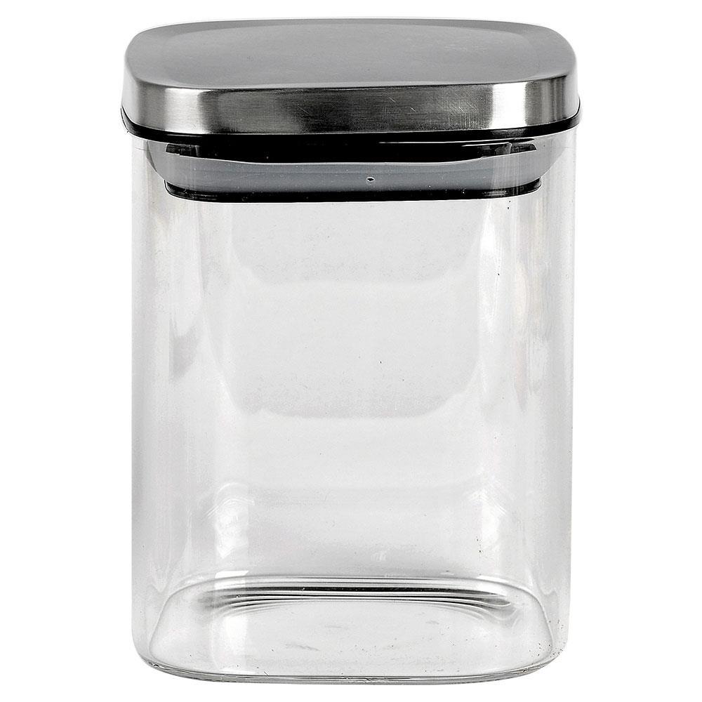 Porta Mantimentos Quadrado Dynasty em Vidro Borossilicato com Tampa de Metal Prata – 800 ml - 1