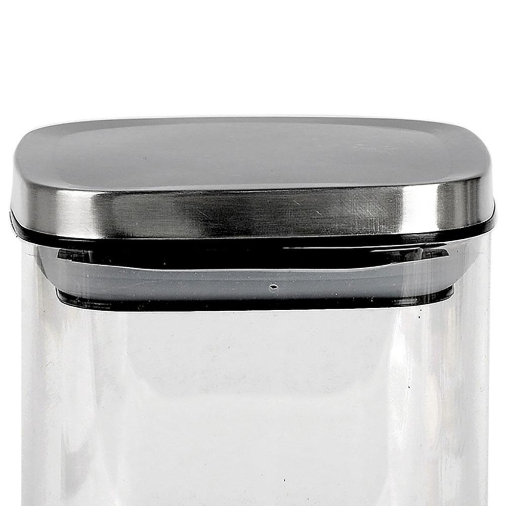 Porta Mantimentos Quadrado Dynasty em Vidro Borossilicato com Tampa de Metal Prata – 800 ml - 2