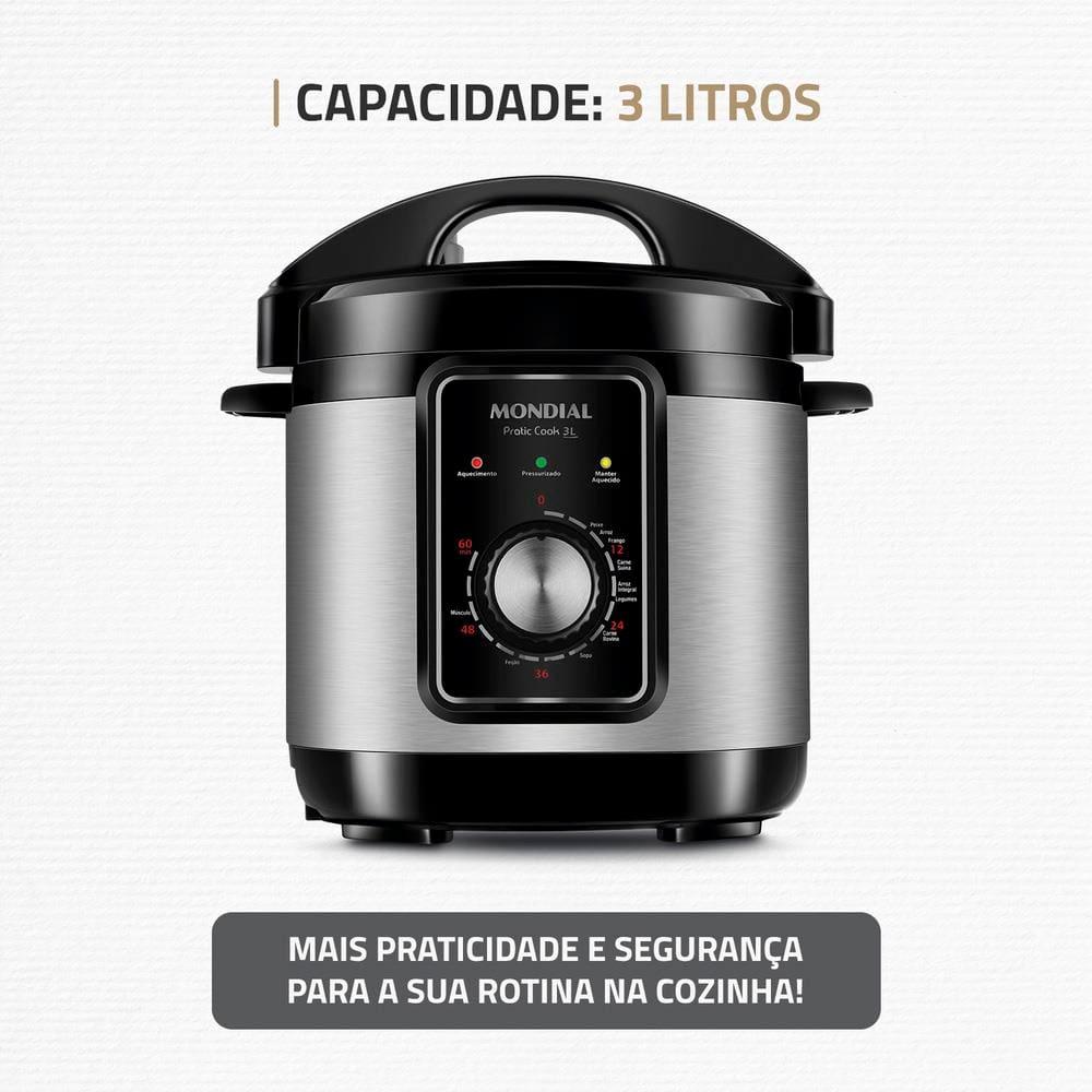 Panela Elétrica de Pressão Mondial PE-47 Pratic Cook 3L - Inox - 2