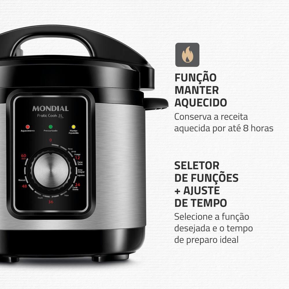 Panela Elétrica de Pressão Mondial PE-47 Pratic Cook 3L - Inox - 6