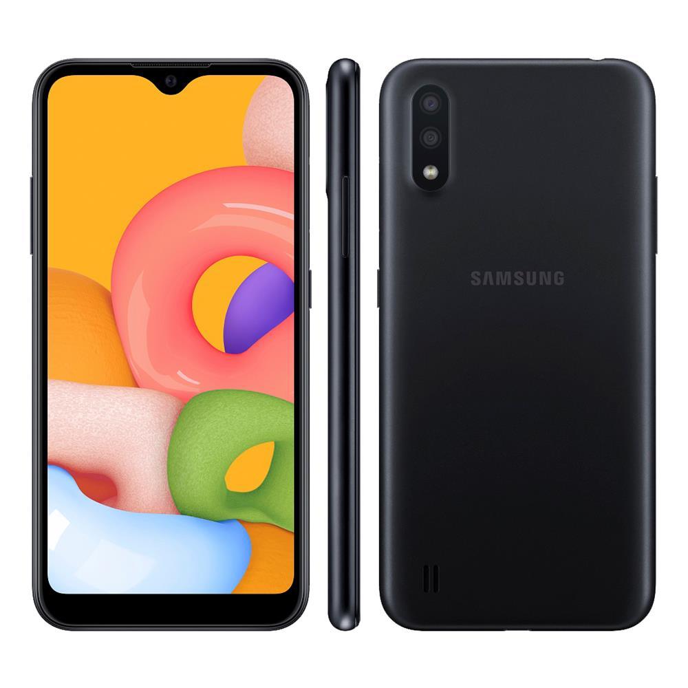 Smartphone Samsung Galaxy A01 Preto 32GB, Tela Infinita de 5.7", Câmera Traseira Dupla, Android 10.0, Dual Chip e Processador Octa-Core - 1