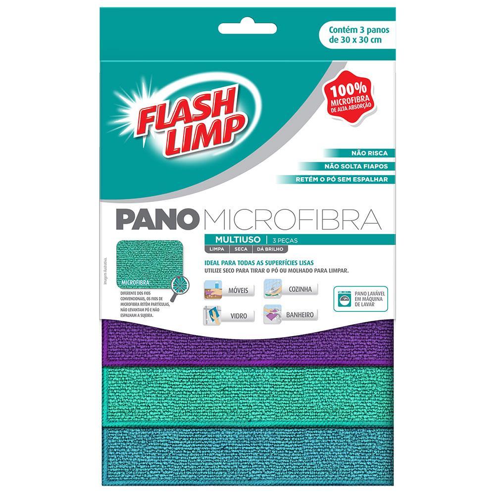Conjunto de Panos Multiuso FlashLimp em Microfibra - 3 Peças - 5