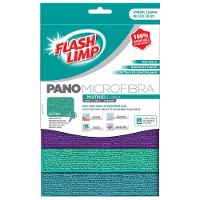 Conjunto de Panos Multiuso FlashLimp em Microfibra - 3 Peças - 5