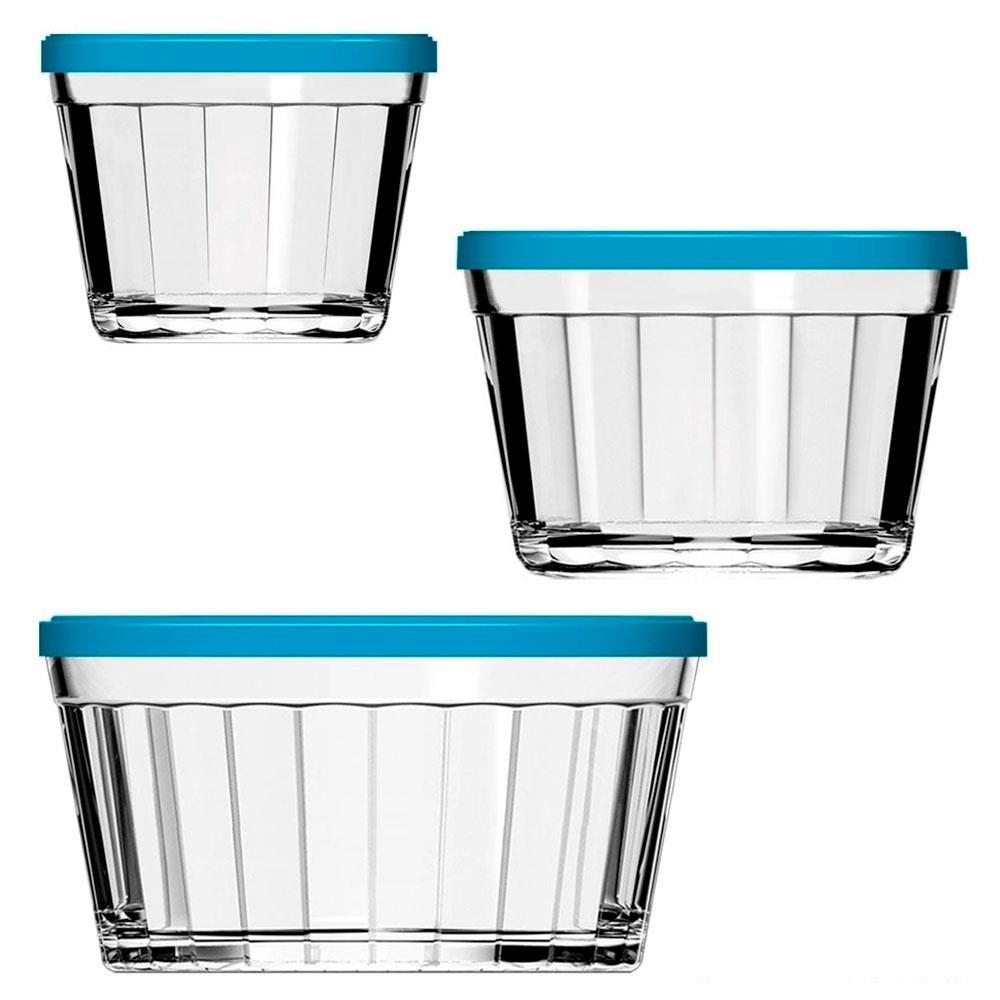 Conjunto de Tigelas com Tampa Copo Americano em Vidro – 3 Peças - 1