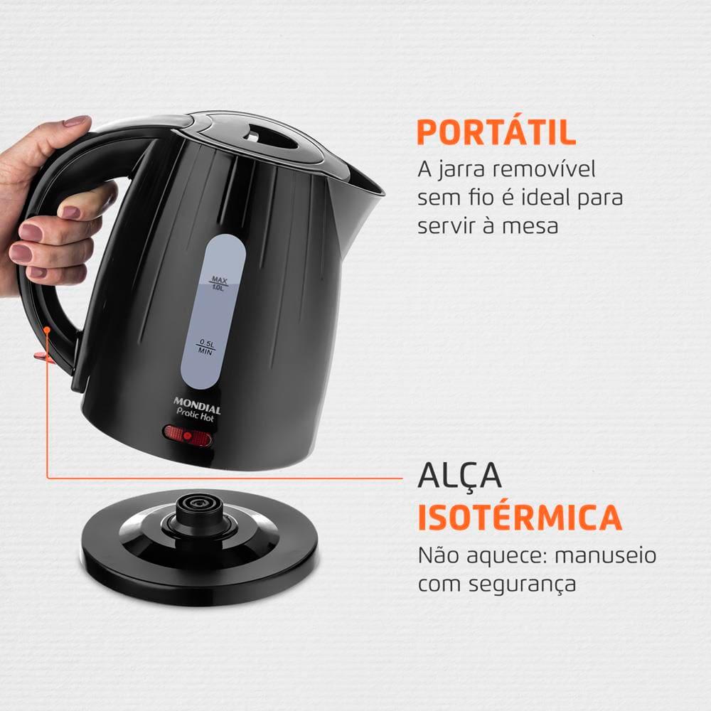 Chaleira Mondial Elétrica Pratic Hot com Capacidade 1 Litro CE-07 - Preta - 4