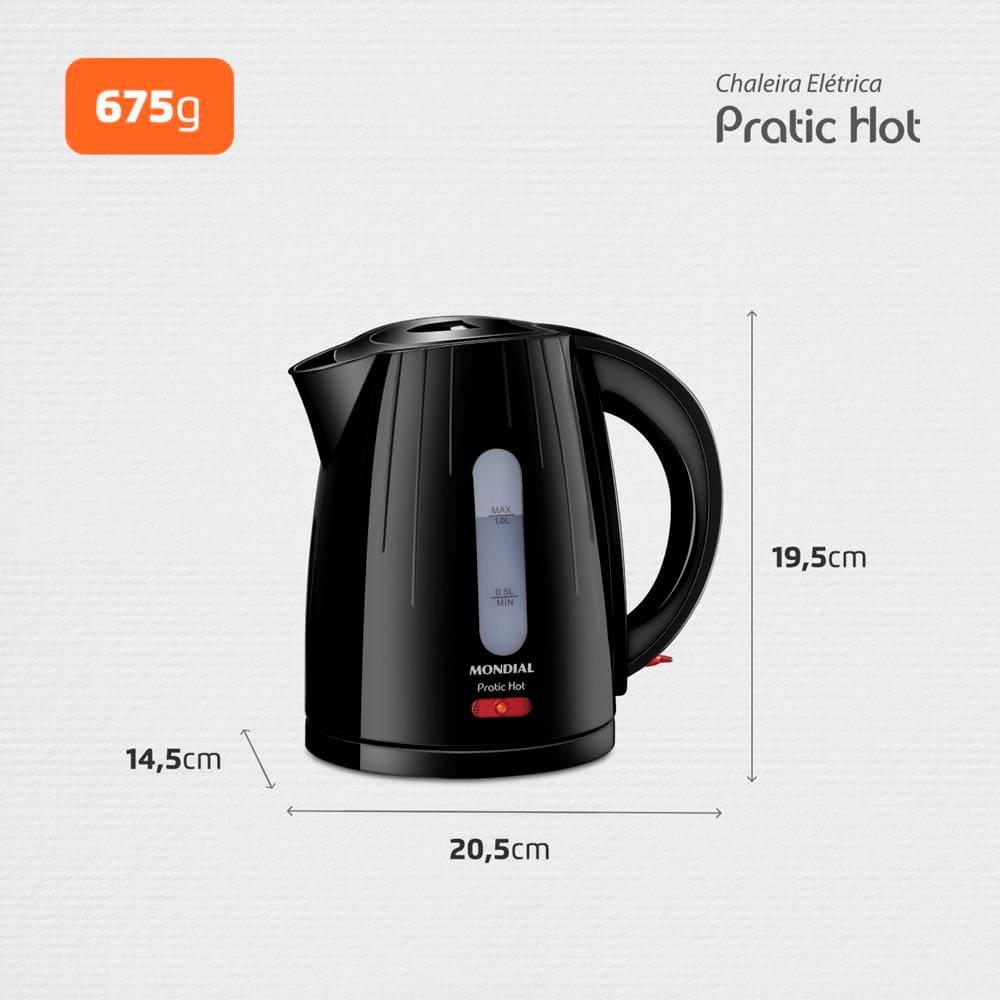 Chaleira Mondial Elétrica Pratic Hot com Capacidade 1 Litro CE-07 - Preta - 7