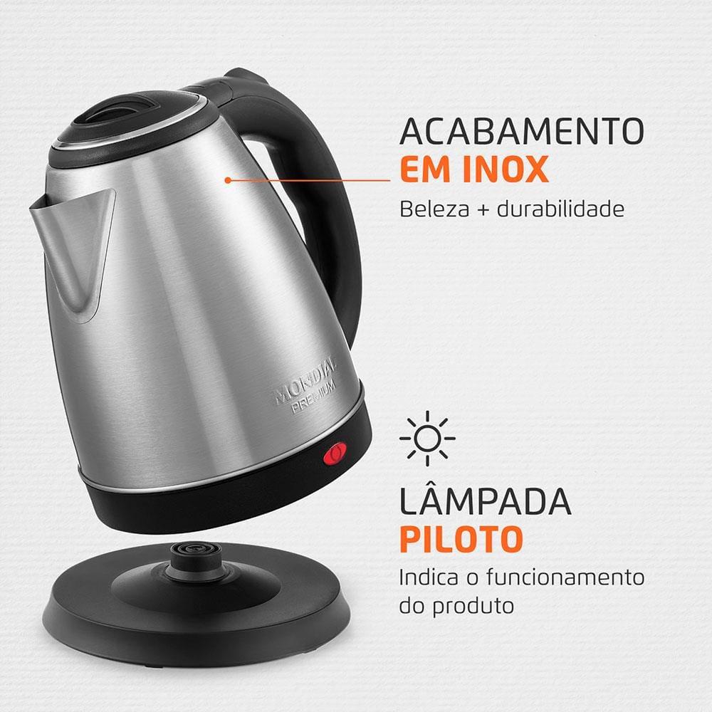 Chaleira Elétrica Mondial Pratic CE-06 com Capacidade de 2L - Inox - 7