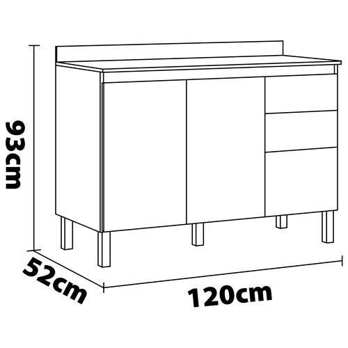 Balcão Demóbile Firenze com 3 Portas, 2 Gavetas e 1 Prateleira - Amêndola/Branco - 7