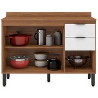 Balcão Demóbile Firenze com 3 Portas, 2 Gavetas e 1 Prateleira - Amêndola/Branco - 3