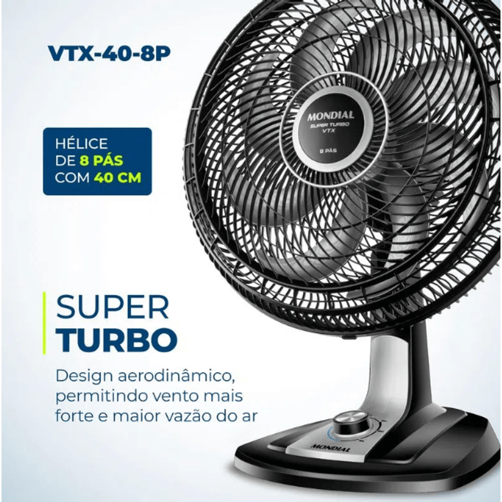 Ventilador de Mesa Mondial Turbo 8 Pás VTX-40-8P 127V/60Hz - 2