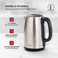 Chaleira Elétrica Wap 1200W WCE1 Portátil Aço Inox 1,7L Preto/Cinza 127V - 8